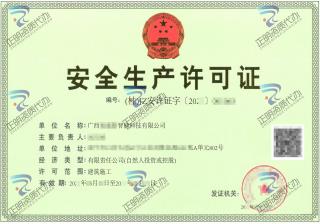 南宁-智能科技有限公司安全生产许可证
